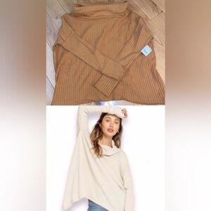 NWT Free People Juicy Long Sleeve Cowl Neck in Canyon Moon size XS, oversized